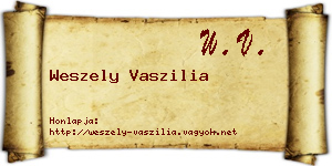 Weszely Vaszilia névjegykártya